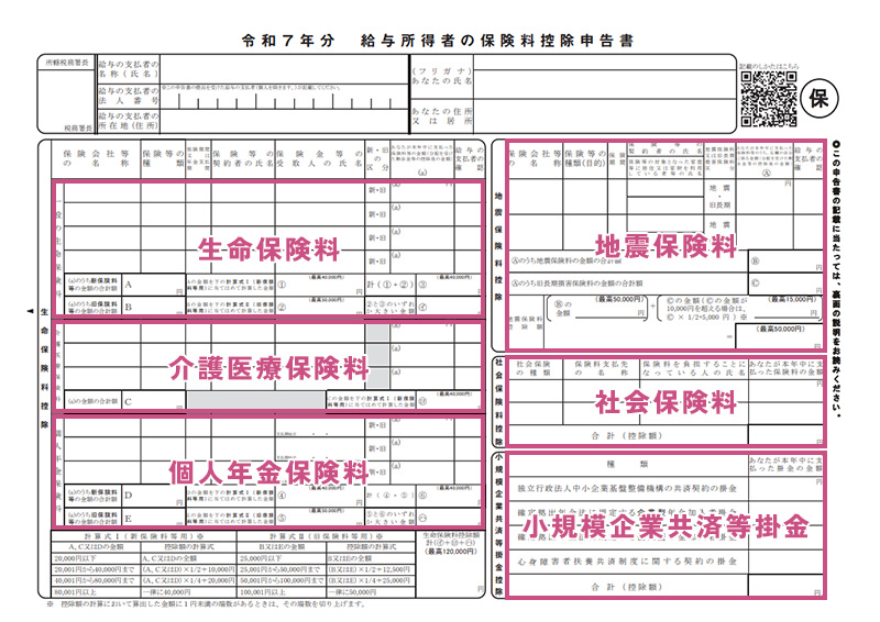 給与所得者の保険料控除申告書_見本